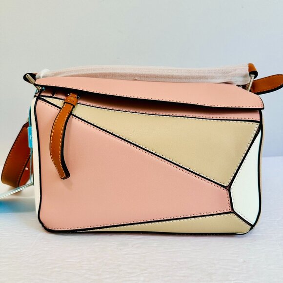 TIFFANY & FRED PARIS SMOOTH LEATHER PUZZLE CROSSBODY SHOULDER BAG PINK WHITE